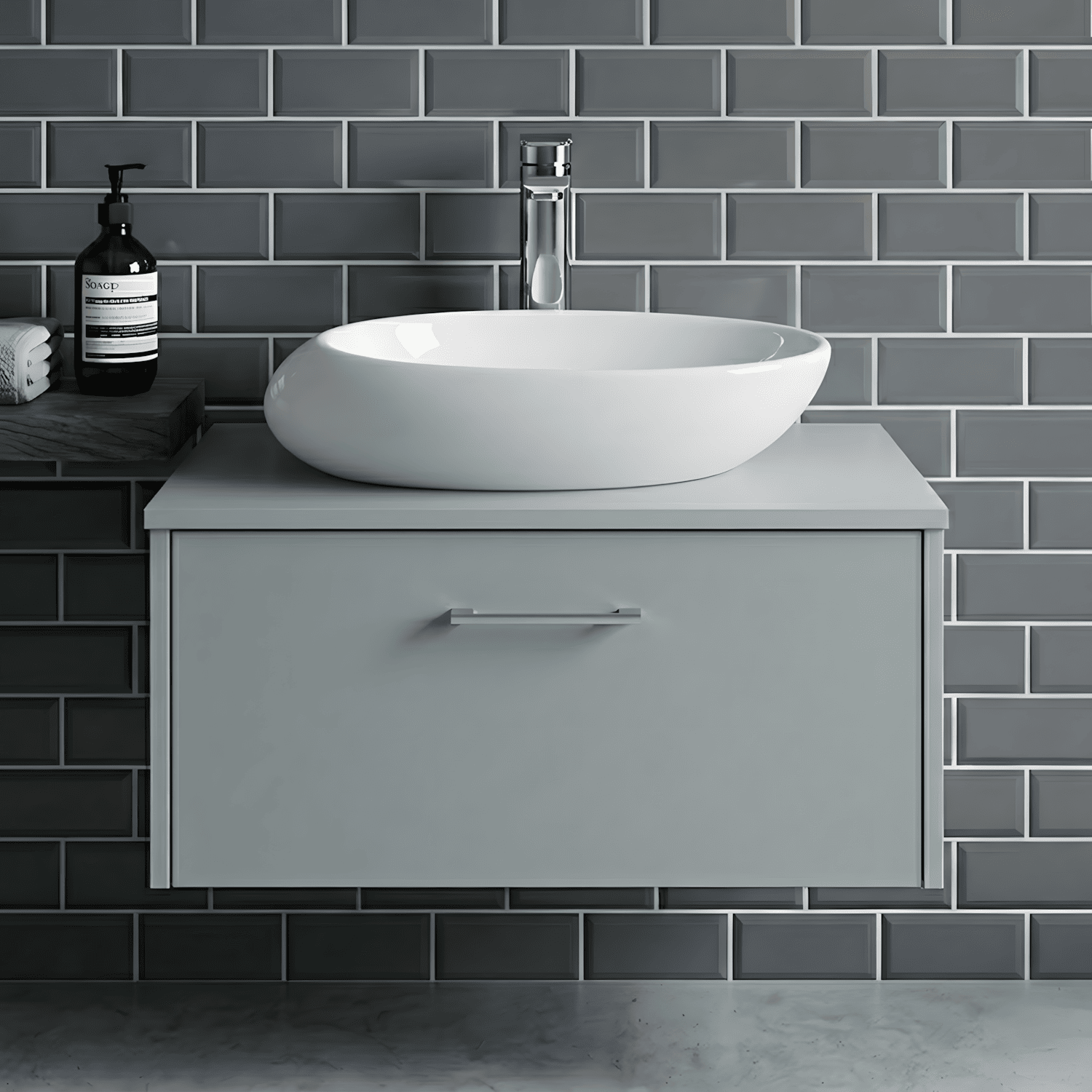 [BCCT168] Balterley Oval Bathroom Countertop Basin, White, Contemporary Style, Sleek Rounded Design, 490 mm - Silo