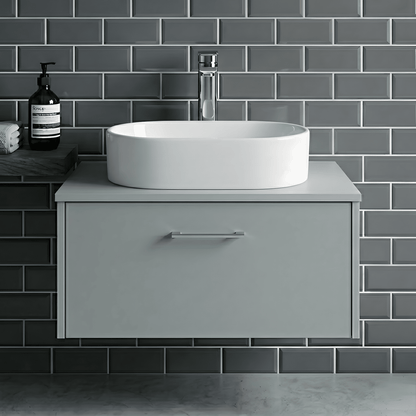 [BCCT169] Contemporary Oval Countertop Basin - Gloss White Ceramic Vessel Without Overflow - Silo