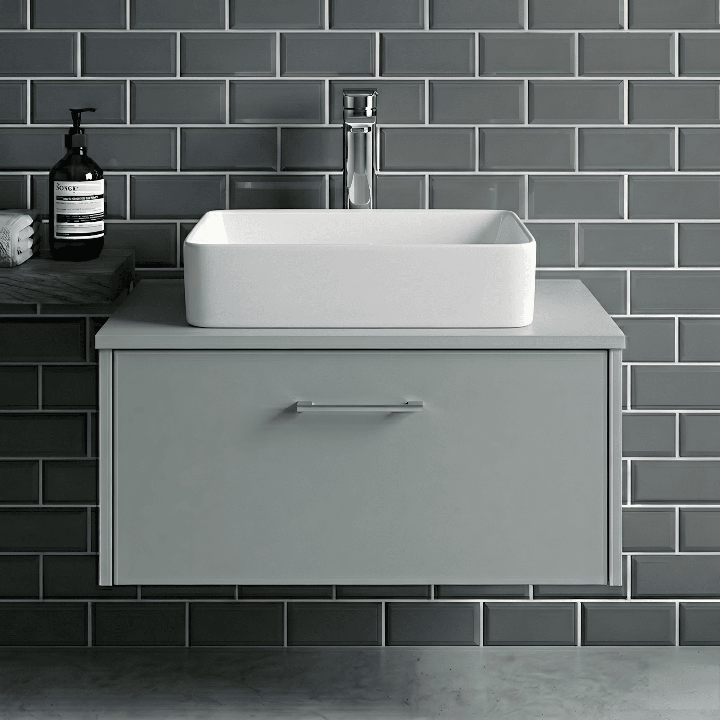 [BCCT180] Balterley Nova Contemporary Rectangular Bathroom Countertop Basin, Soft Square Design, White, 465 mm - Silo