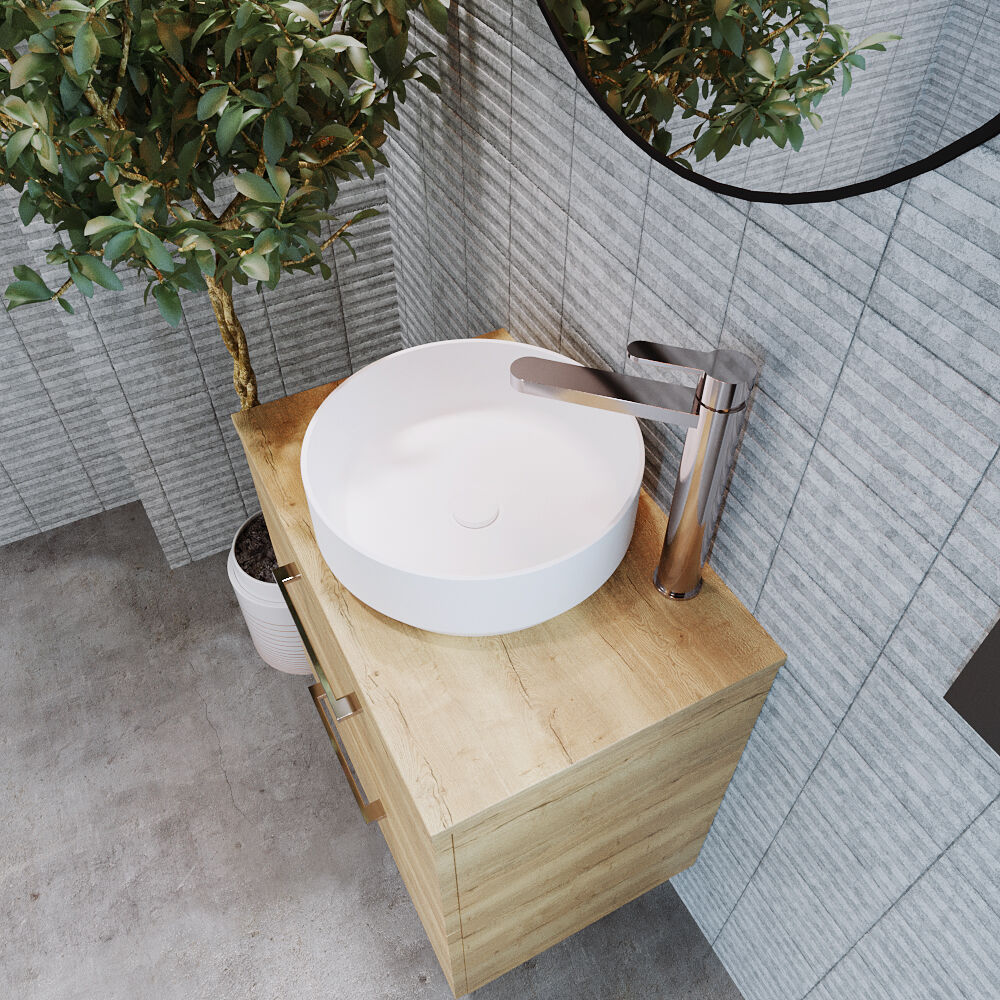 [BCCT262] Balterley Nova Contemporary Round Bathroom Countertop Basin, Stylish Rounded Design, Matt White, 350 mm - Lifestyle 2