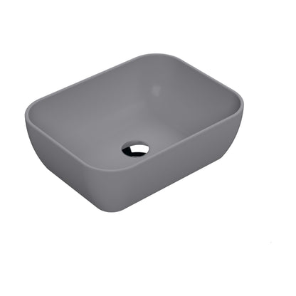 [BCCT358] Balterley Nova Soft Square Countertop Vessel Basin for Modern Bathroom Vanity, Vitreous China, Matt Grey, 455 mm - Cutout