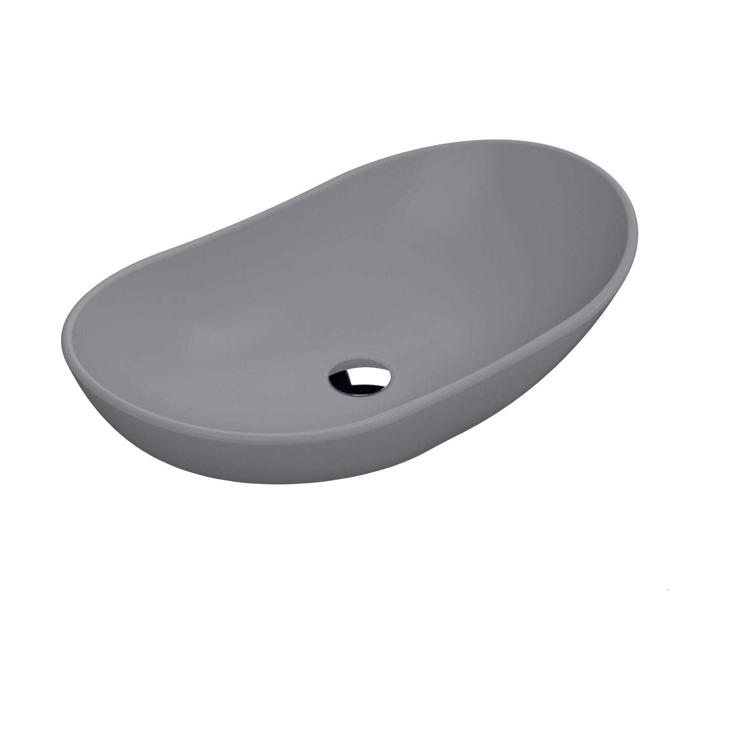 [BCCT359] Balterley Nova Oval Countertop Vessel Basin for Bathroom & Cloakroom, Ceramic Fireclay, Matt Grey, 615 x 360 x 155 mm - Cutout