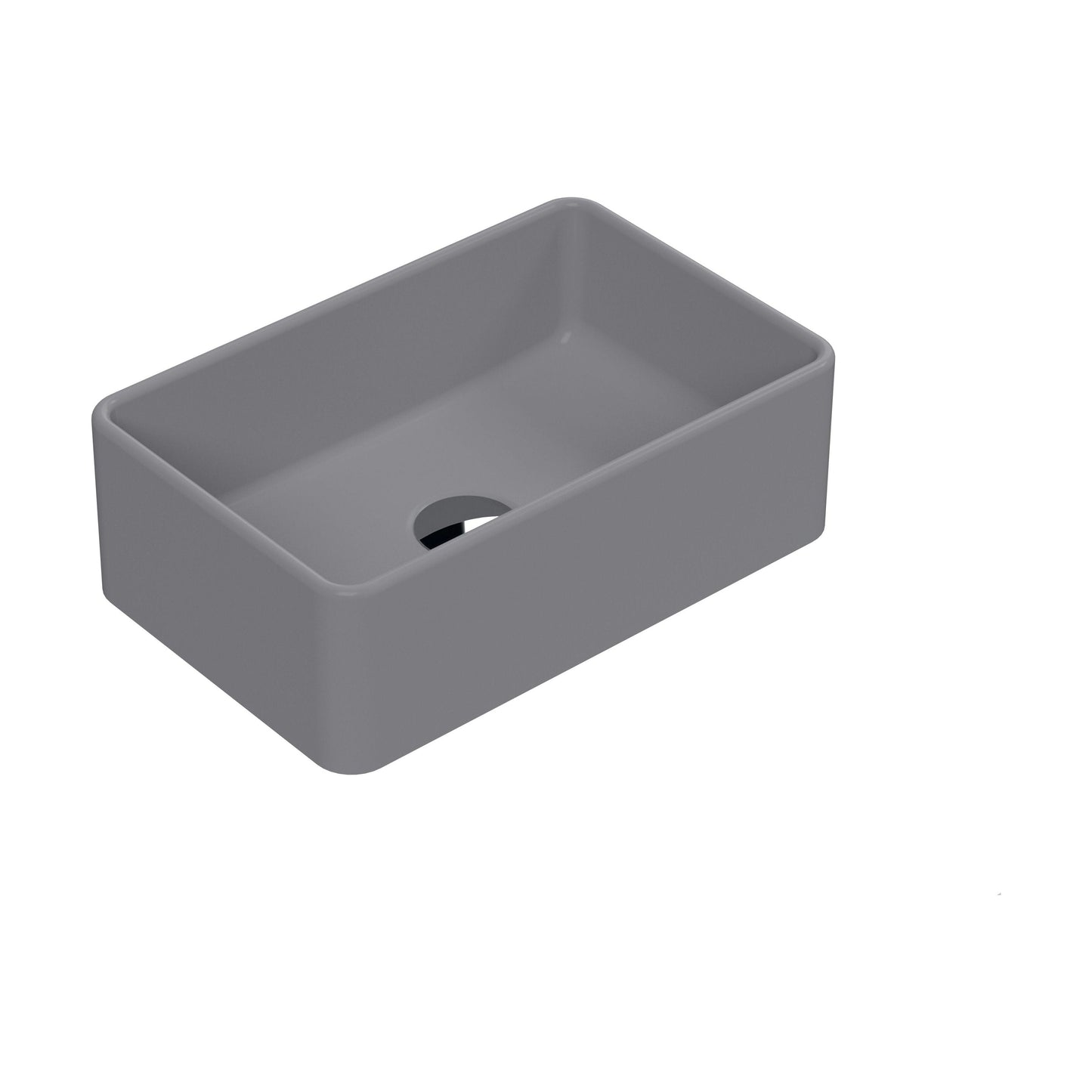 [BCCT379] Balterley Nova Rectangular Countertop Vessel Basin for Bathroom & Cloakroom, Ceramic Fireclay, Matt Grey, 365 x 235 x 120 mm - Cutout