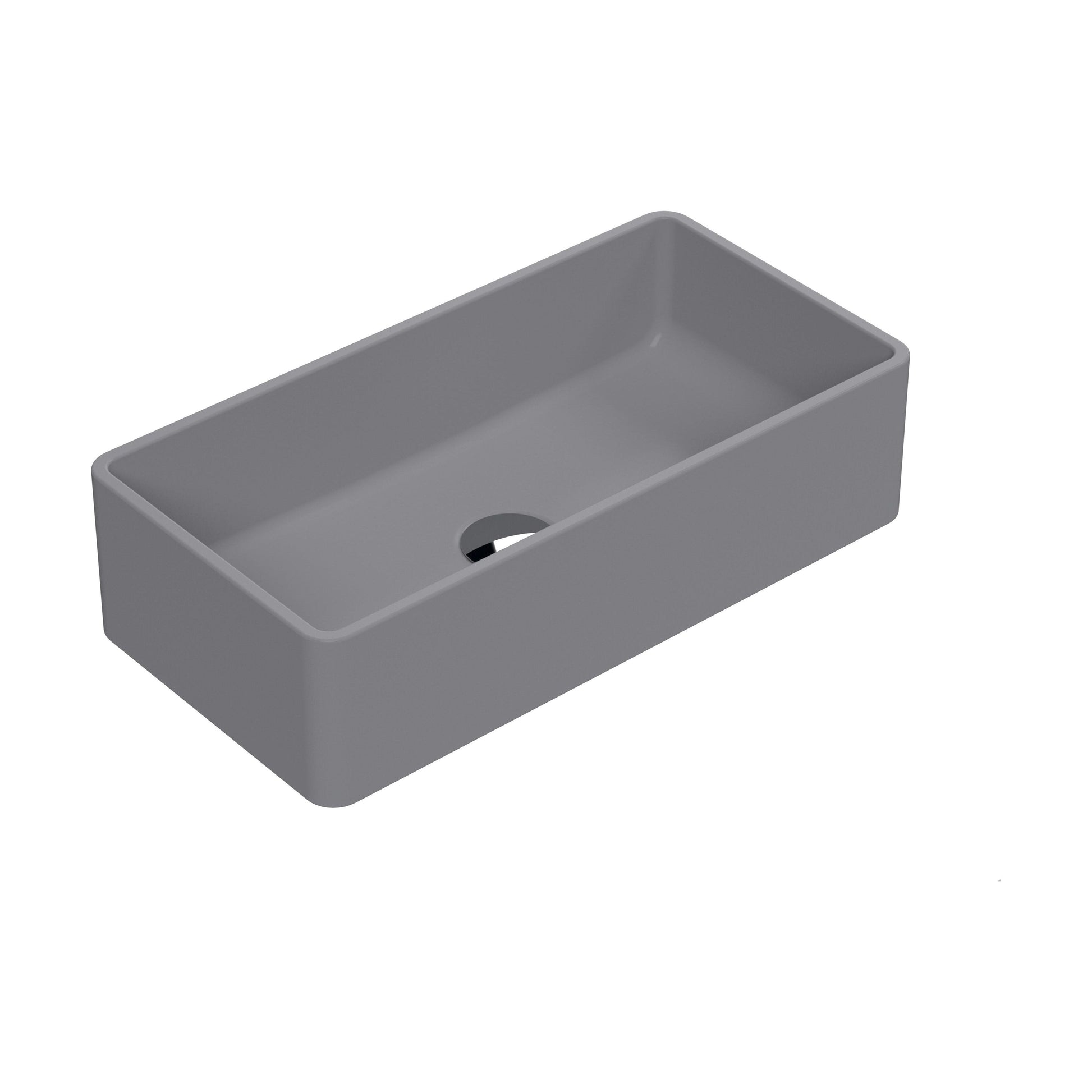 [BCCT380] Balterley Nova Rectangular Countertop Vessel Basin for Bathroom & Cloakroom, Ceramic Fireclay, Matt Grey, 465 x 325 x 120 mm - Cutout