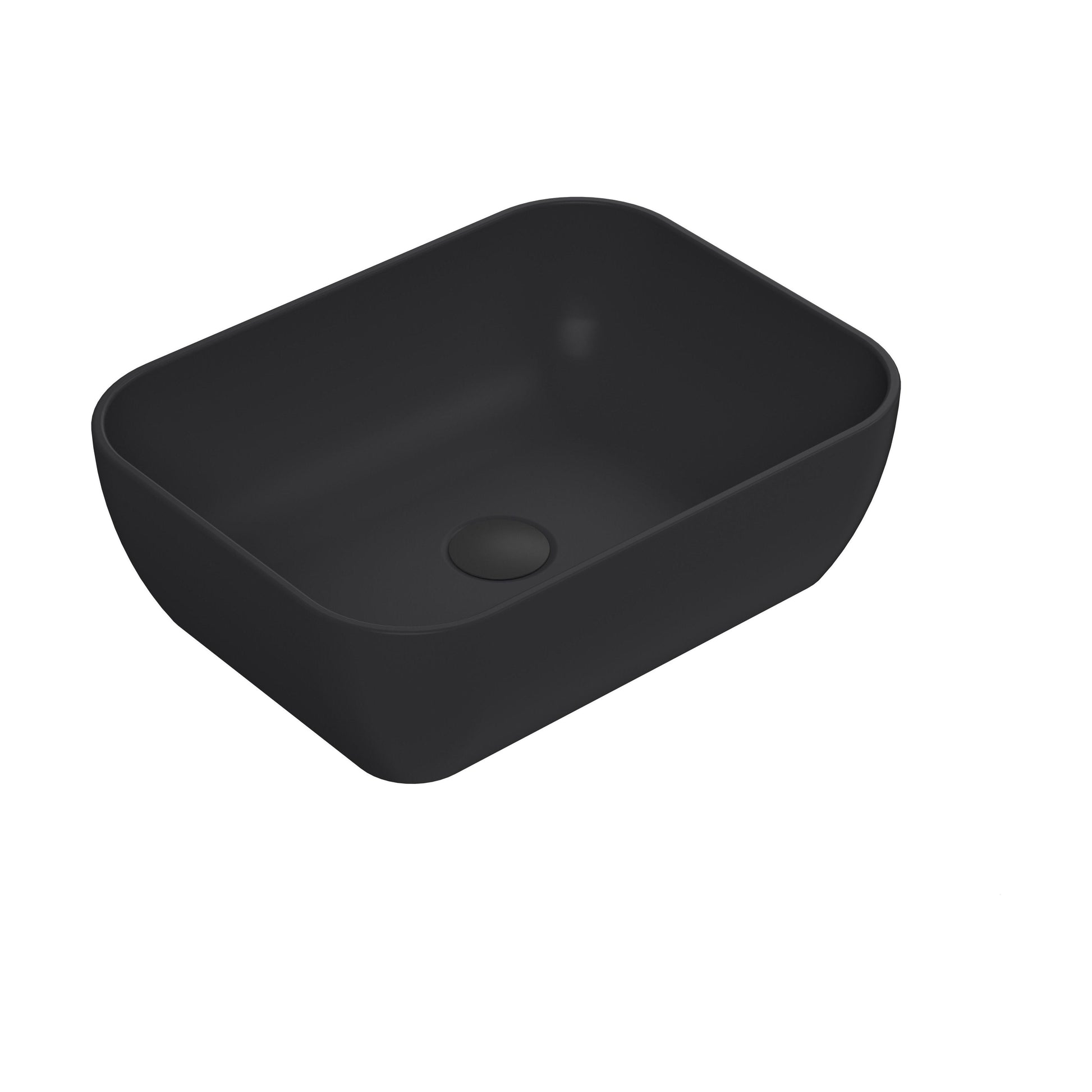 [BCCT458] Balterley Nova Soft Square Countertop Vessel Basin for Bathroom, Durable Ceramic Fireclay, Matt Black, 455 x 325 x 135 mm - Cutout