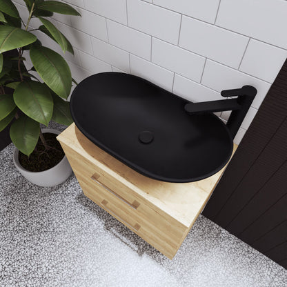[BCCT459] Balterley Nova Oval Countertop Vessel Basin for Bathroom & Cloakroom, Durable Ceramic Fireclay, Matt Black, 615 x 360 x 155 mm - Lifestyle 2