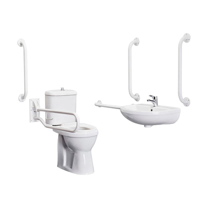 [BCDOC001] Balterley Accessible Pack: Comfort Height Toilet Pan with Cistern, Wall Hung Basin & Accessories - White - Cutout