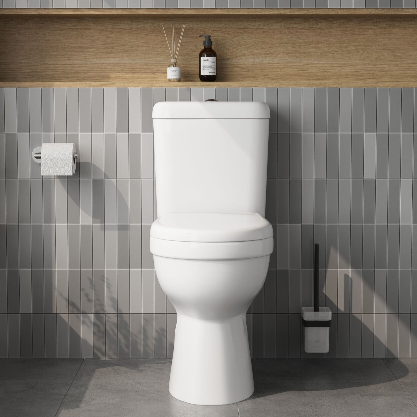 [BCDOC100] White Single Flush Comfort Height Toilet Pan, Cistern & Soft Close Seat - Lifestyle 1