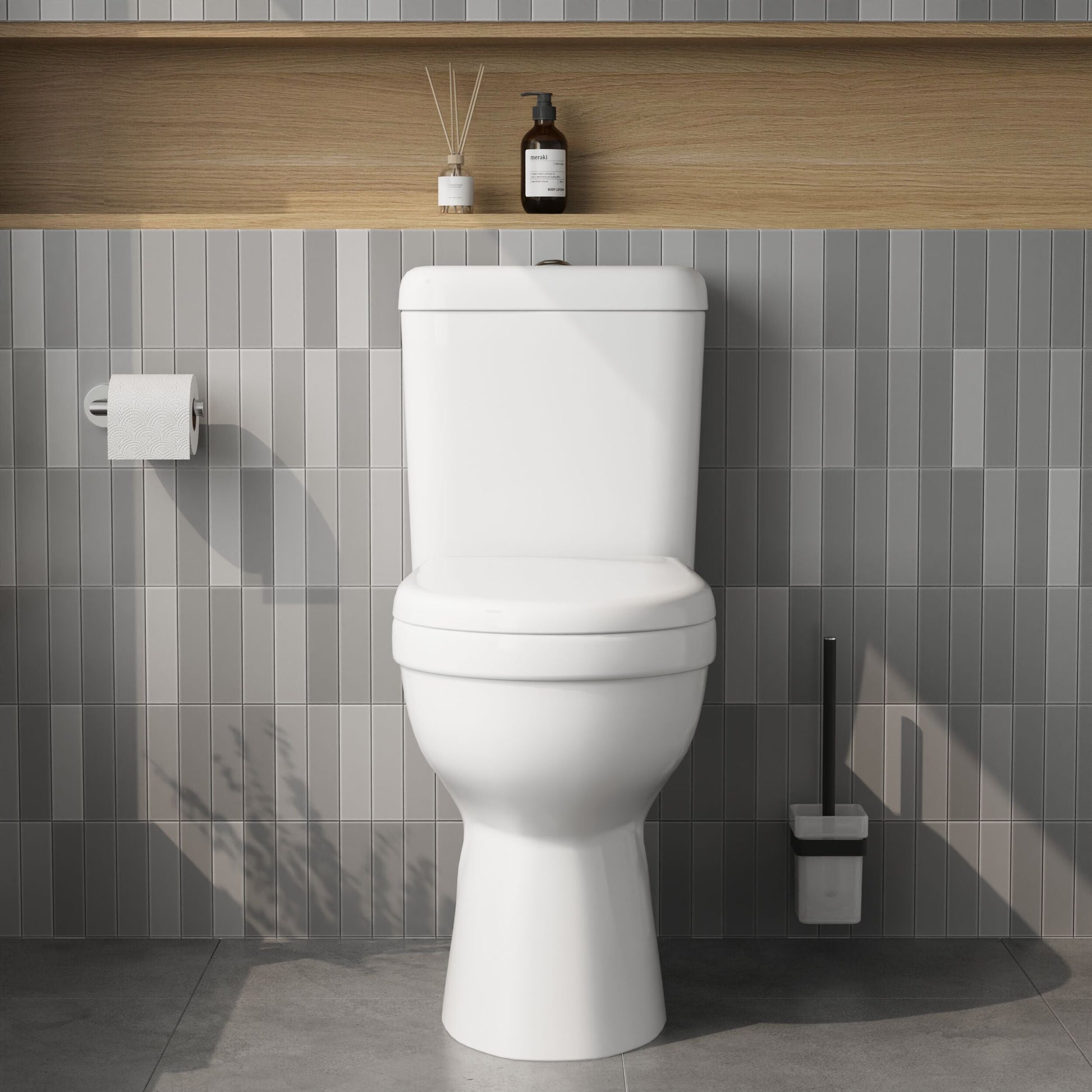 [BCDOC100] White Single Flush Comfort Height Toilet Pan, Cistern & Soft Close Seat - Lifestyle 1