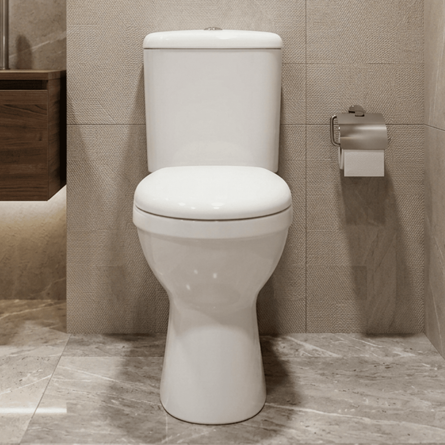 [BCDOC100] White Single Flush Comfort Height Toilet Pan, Cistern & Soft Close Seat - Silo