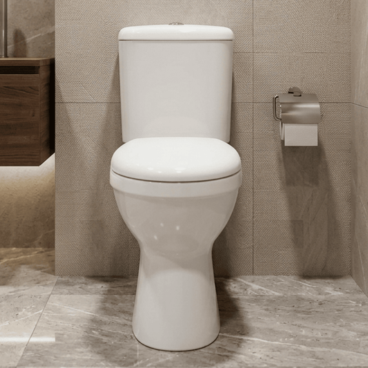 [BCDOC100] White Single Flush Comfort Height Toilet Pan, Cistern & Soft Close Seat - Silo