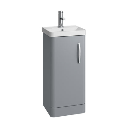 [BCDRF40GR] Handsacre Contemporary 1 Door Floor Standing Vanity Unit with Basin, Gloss Grey, 400mm - Cutout