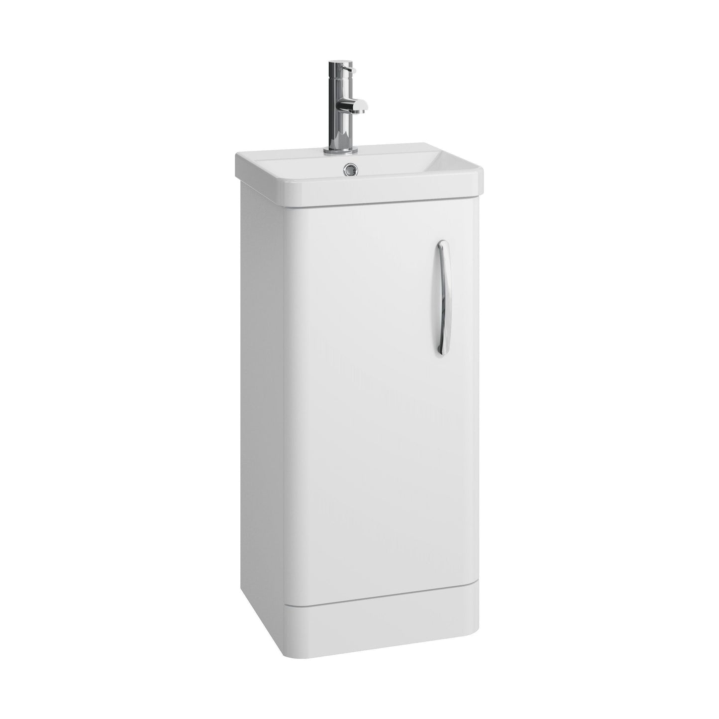 [BCDRF40WH] Handsacre Contemporary 1 Door Floor Standing Vanity Unit with Basin, Gloss White, 400mm - Cutout
