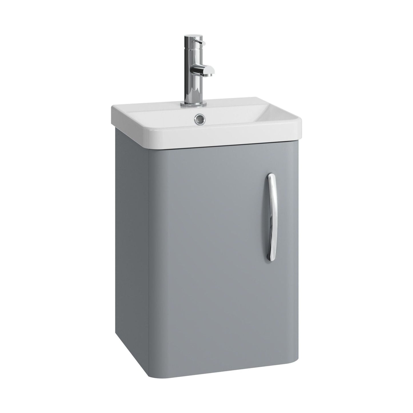 [BCDRW40GR] Handsacre Contemporary Wall Hung Vanity Unit with Basin, Gloss Grey, 400mm - Cutout