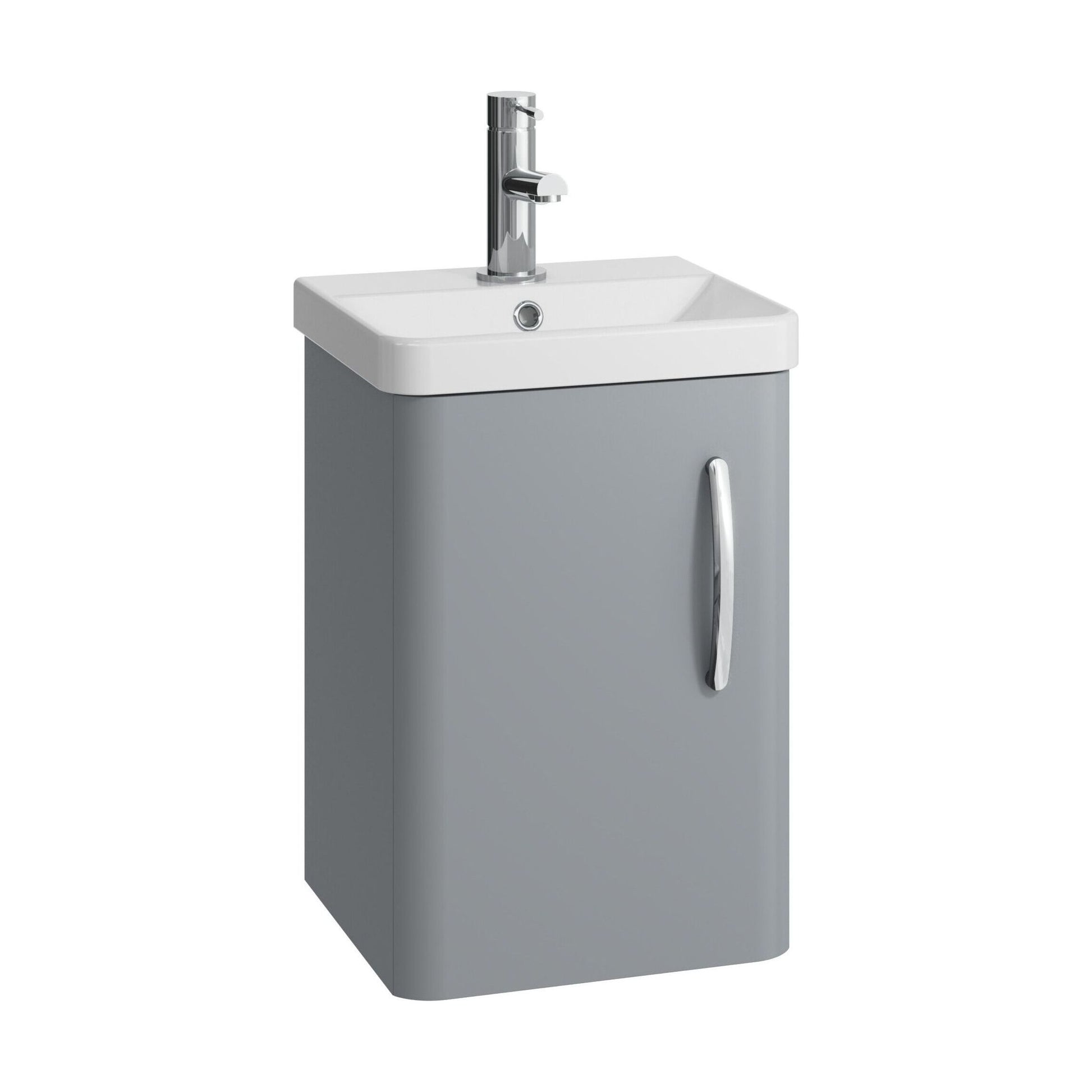 [BCDRW40GR] Handsacre Contemporary Wall Hung Vanity Unit with Basin, Gloss Grey, 400mm - Cutout