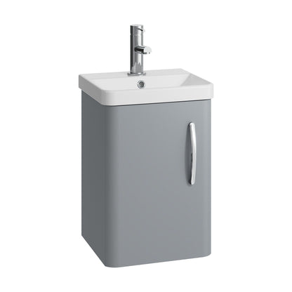 [BCDRW40GR] Handsacre Contemporary Wall Hung Vanity Unit with Basin, Gloss Grey, 400mm - Cutout