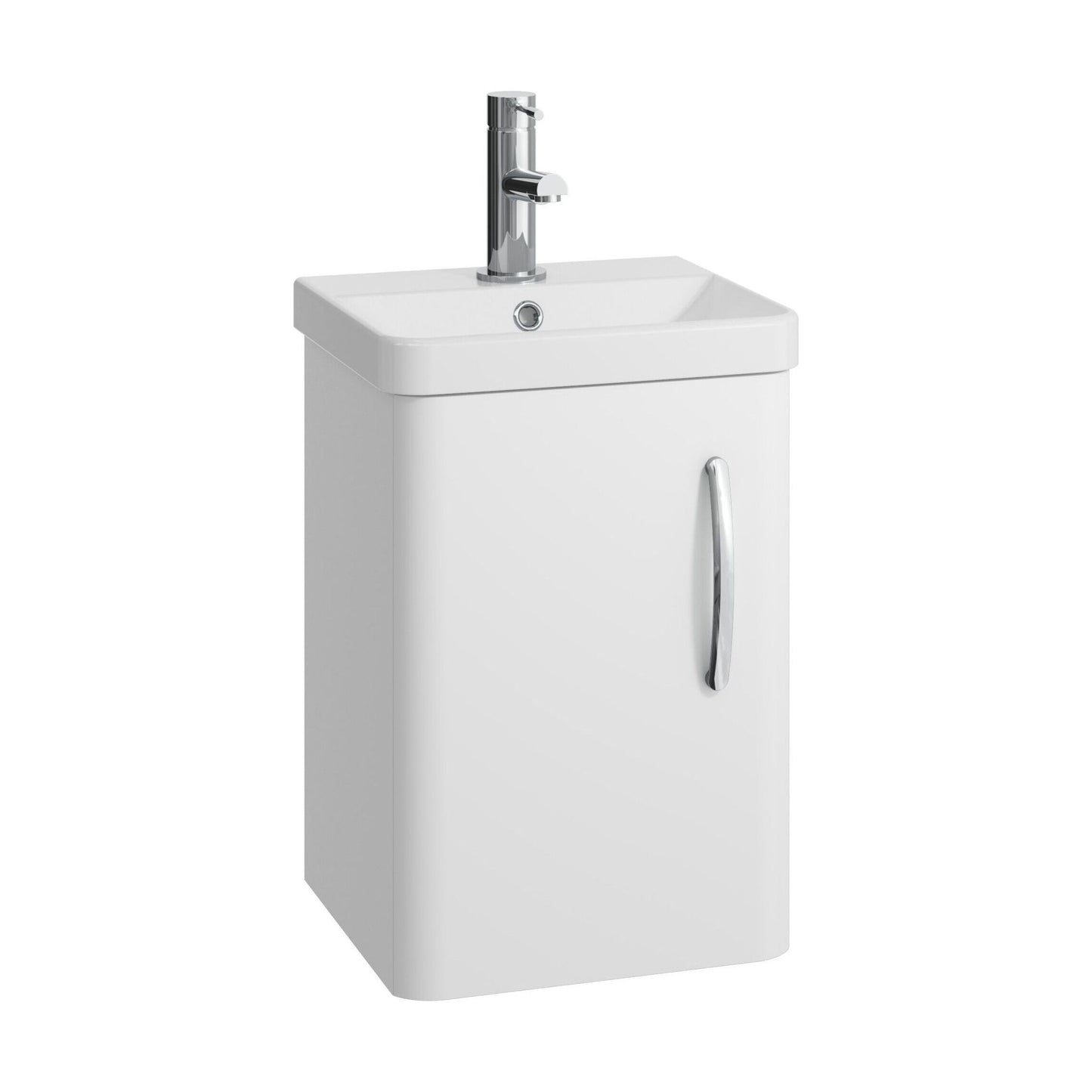 [BCDRW40WH] Handsacre Contemporary 1 Door Wall Hung Vanity Unit with Basin, Gloss White, 400mm - Cutout