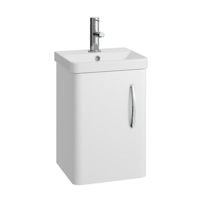 [BCDRW40WH] Handsacre Contemporary 1 Door Wall Hung Vanity Unit with Basin, Gloss White, 400mm - Cutout
