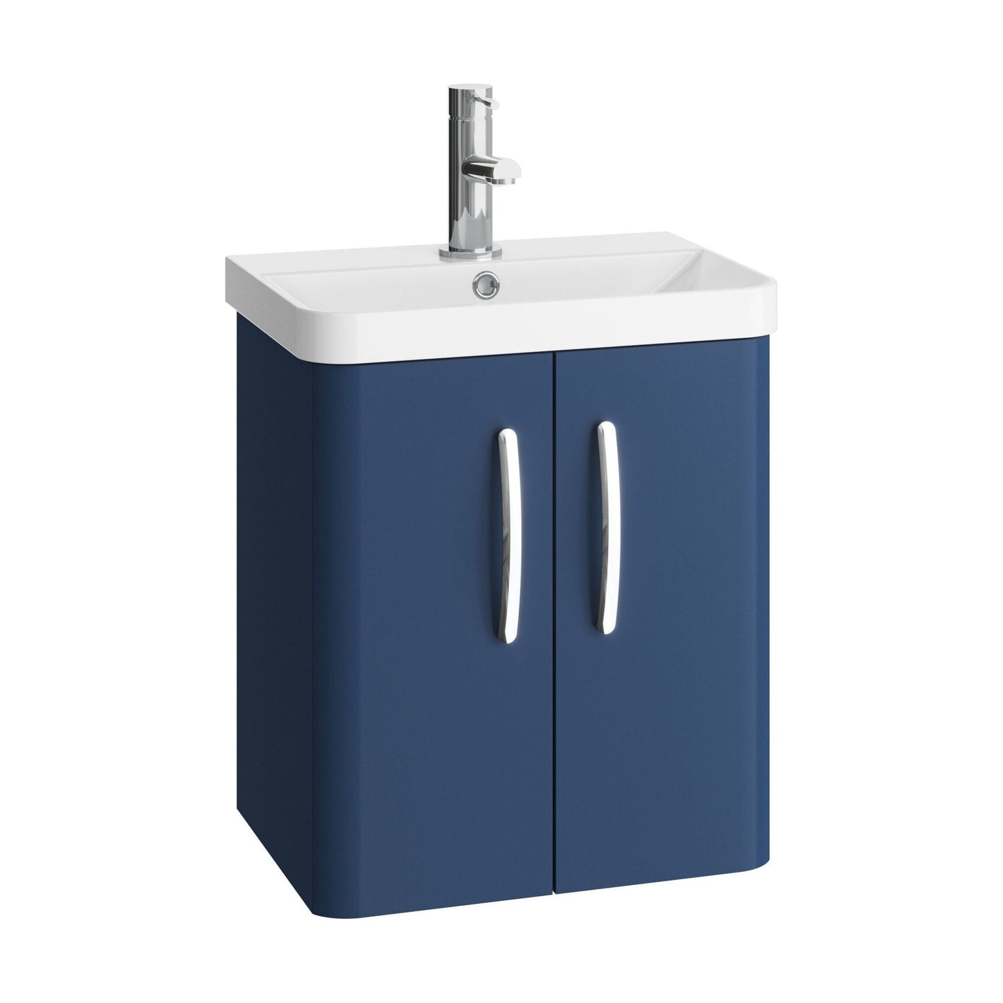 [BCDRW50AB] Handsacre Contemporary 2 Door Wall Hung Vanity Unit with Basin, Satin Blue, 500mm - Cutout