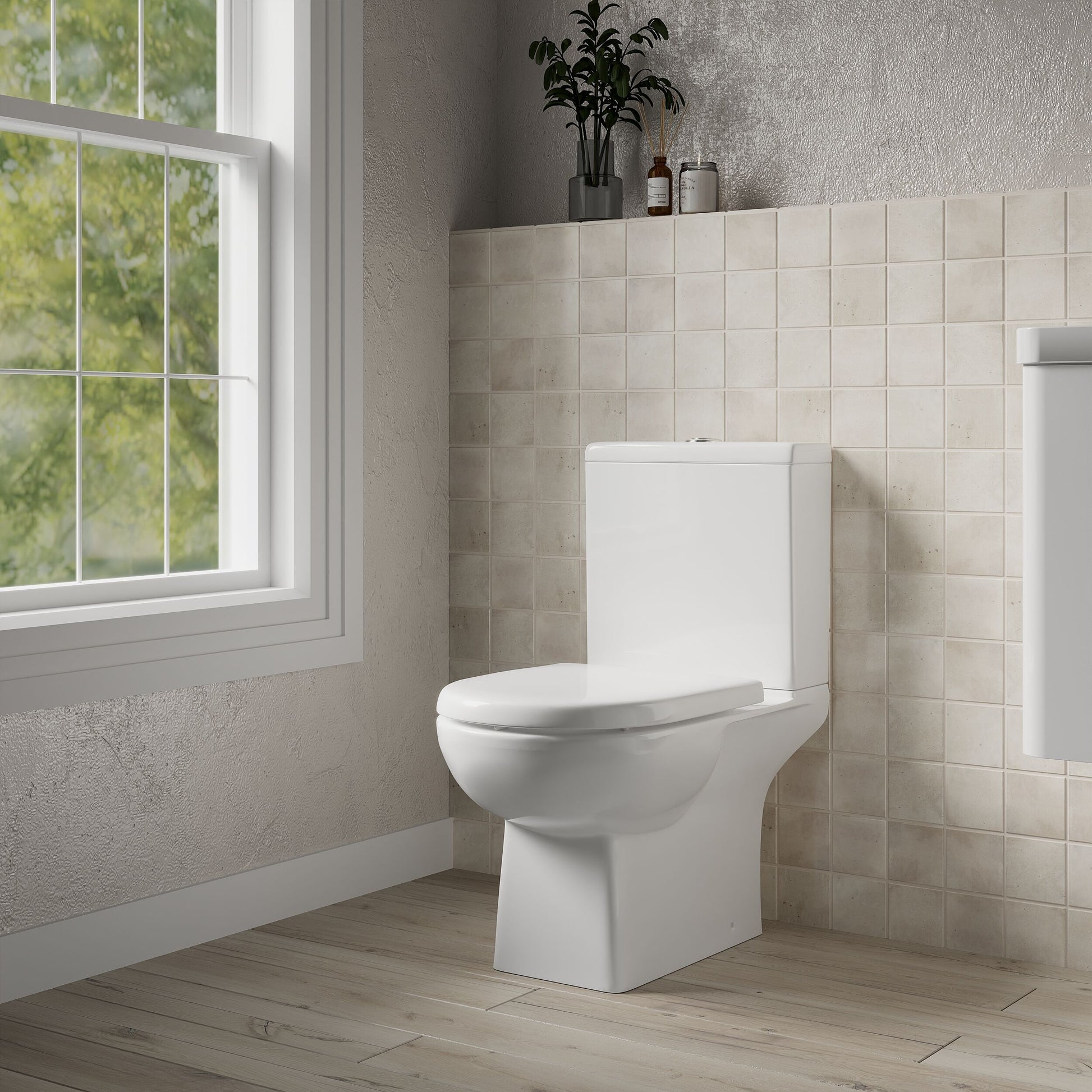 [BCDS004] Modern Bathroom Close Coupled Toilet , 810mm x 400mm, White - Lifestyle 3
