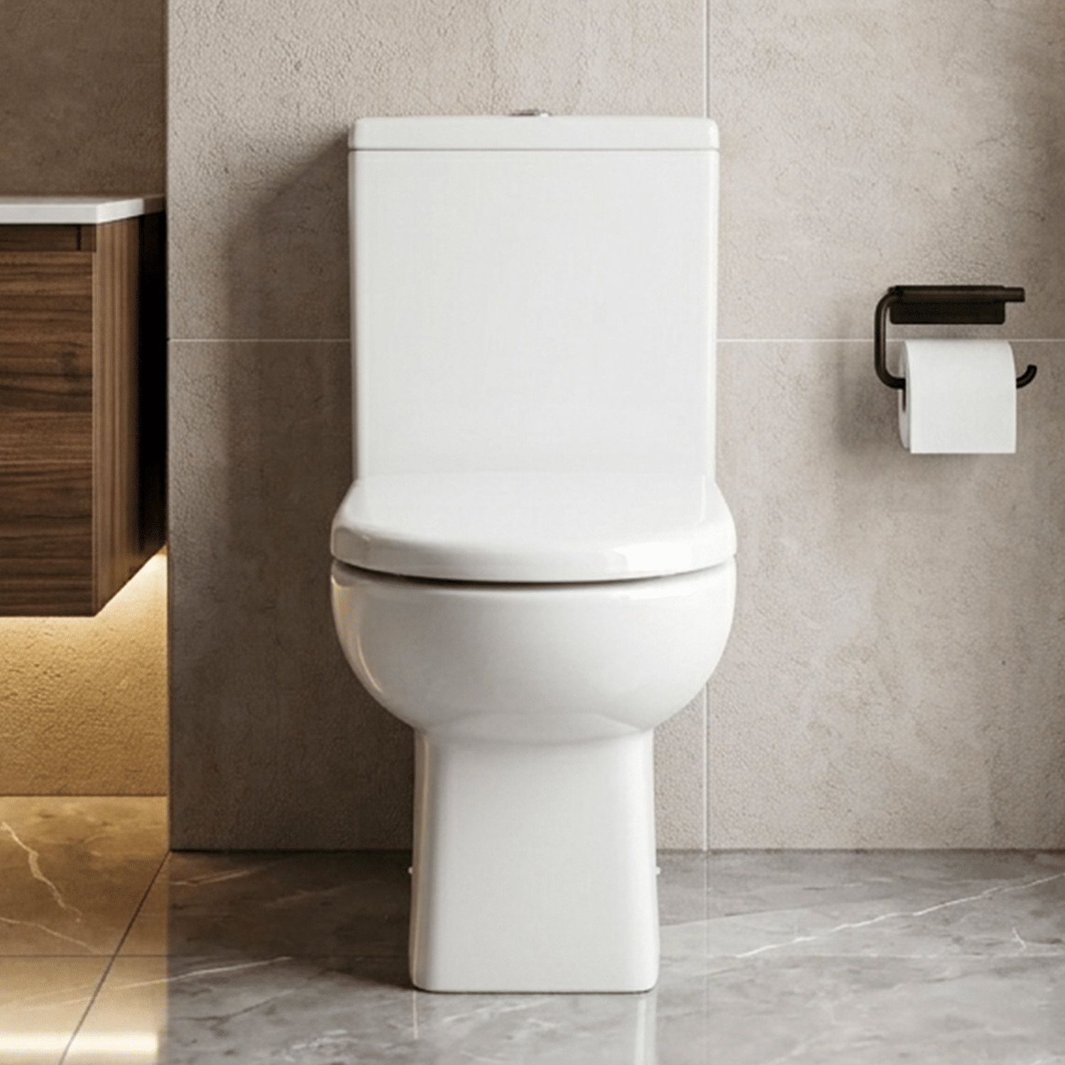 [BCDS004] Modern Bathroom Close Coupled Toilet , 810mm x 400mm, White - Silo