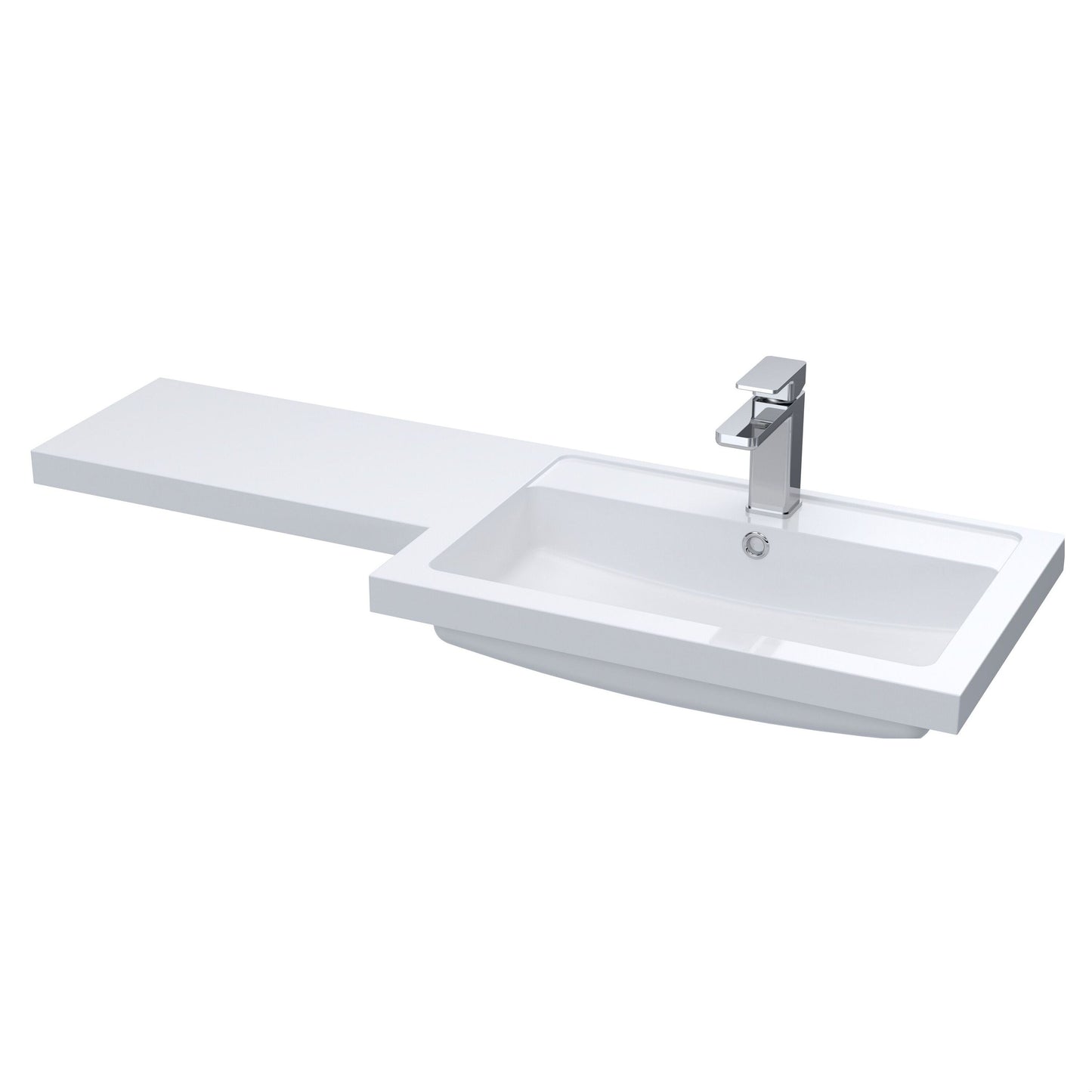 [BCDY411R] 1100x390 L SHAPED POLYMARBLE BASIN RH - Cutout