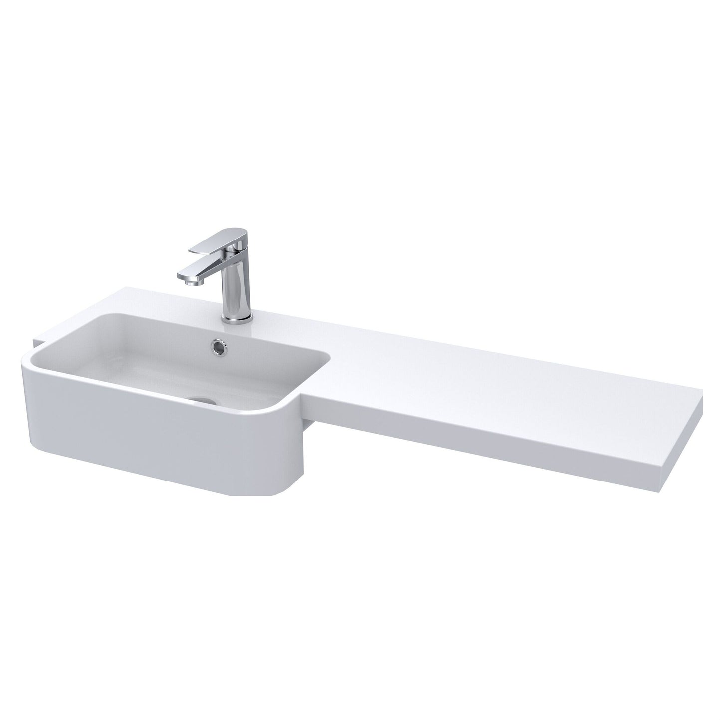 [BCDY512L] Round Semi Recess Polymarble Basin, Left Hand - 1000mm - Cutout