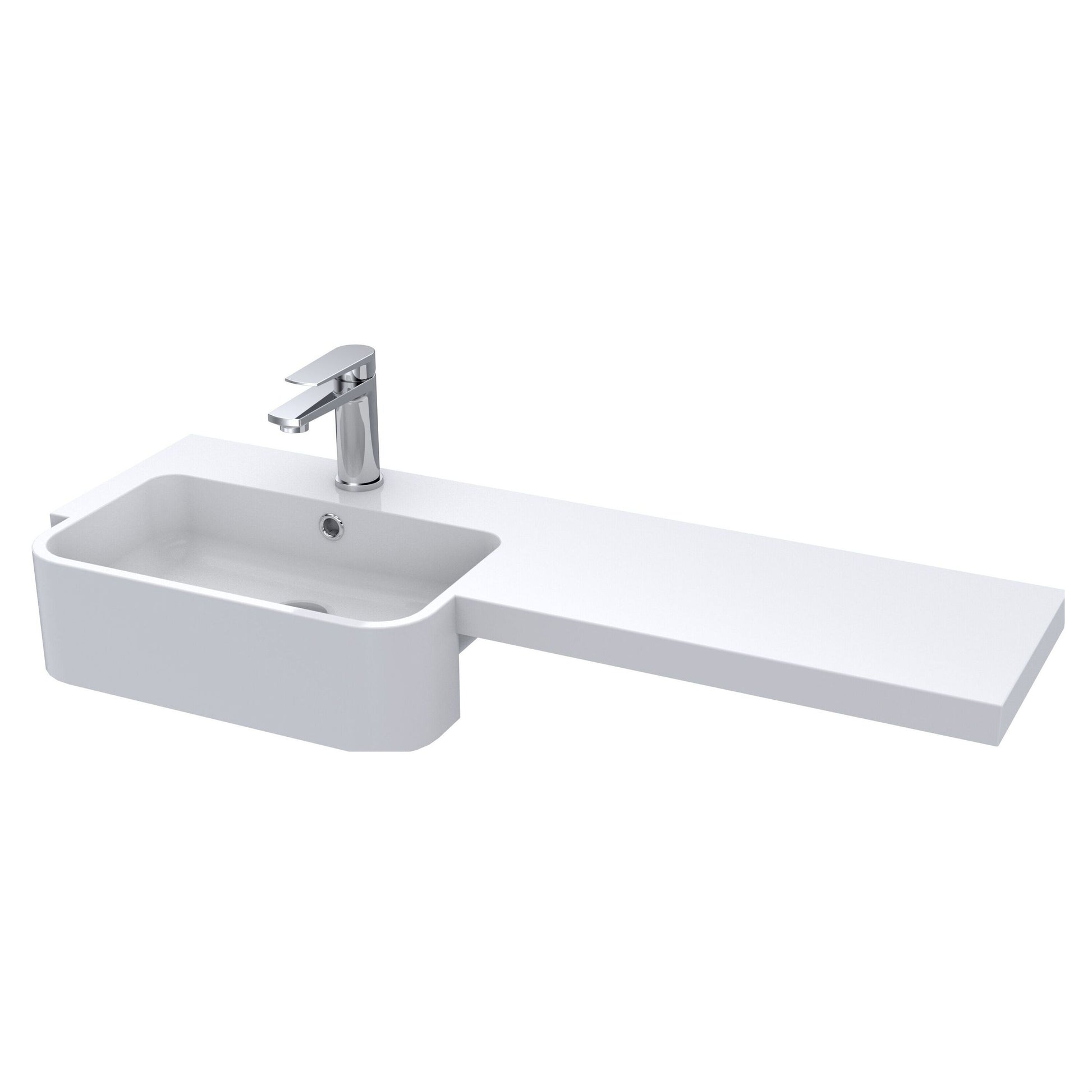 [BCDY512L] Round Semi Recess Polymarble Basin, Left Hand - 1000mm - Cutout