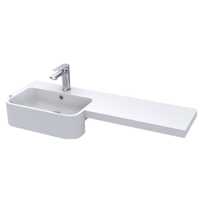 [BCDY512L] Round Semi Recess Polymarble Basin, Left Hand - 1000mm - Cutout