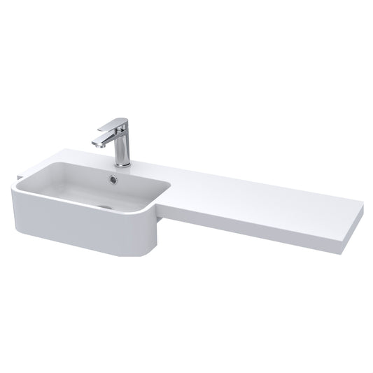 [BCDY512L] Round Semi Recess Polymarble Basin, Left Hand - 1000mm - Cutout