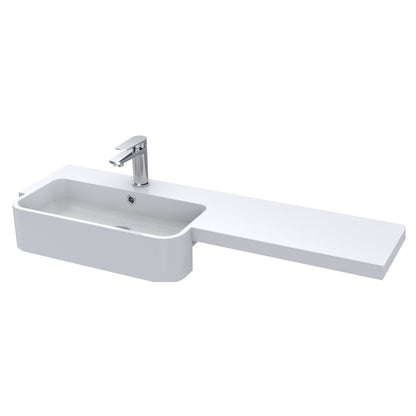 [BCDY513L] Round Semi Recess Polymarble Basin, Left Hand - 1100mm - Cutout