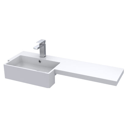 [BCDY612L] Square Semi Recess Polymarble Basin, Left Hand - 1000mm - Cutout