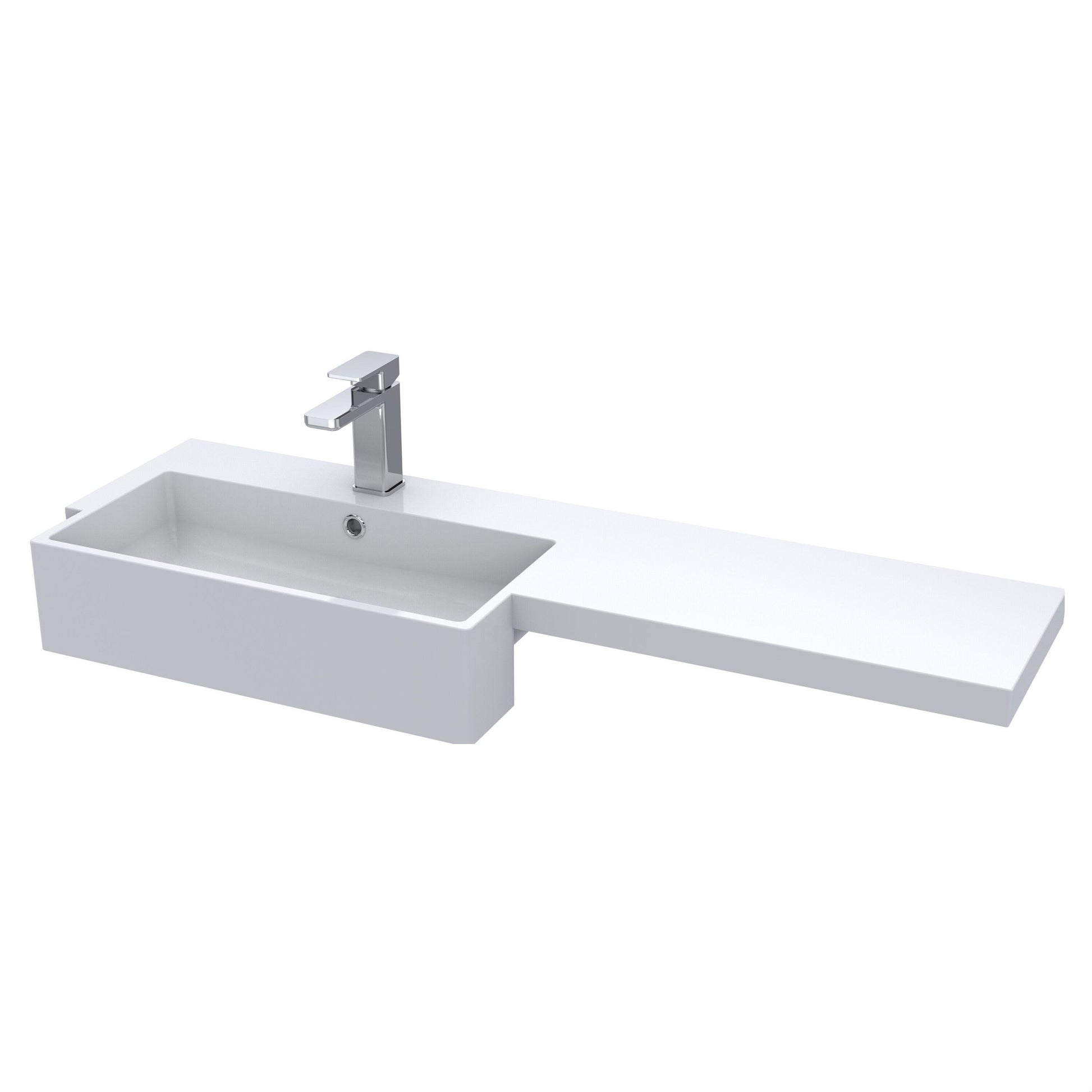 [BCDY613L] Square Semi Recess Polymarble Basin, Left Hand - 1100mm - Cutout