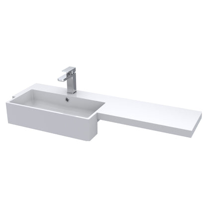 [BCDY613L] Square Semi Recess Polymarble Basin, Left Hand - 1100mm - Cutout