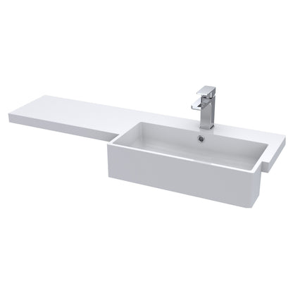 [BCDY613R] Square Semi Recess Polymarble Basin, Right Hand - 1100mm - Cutout