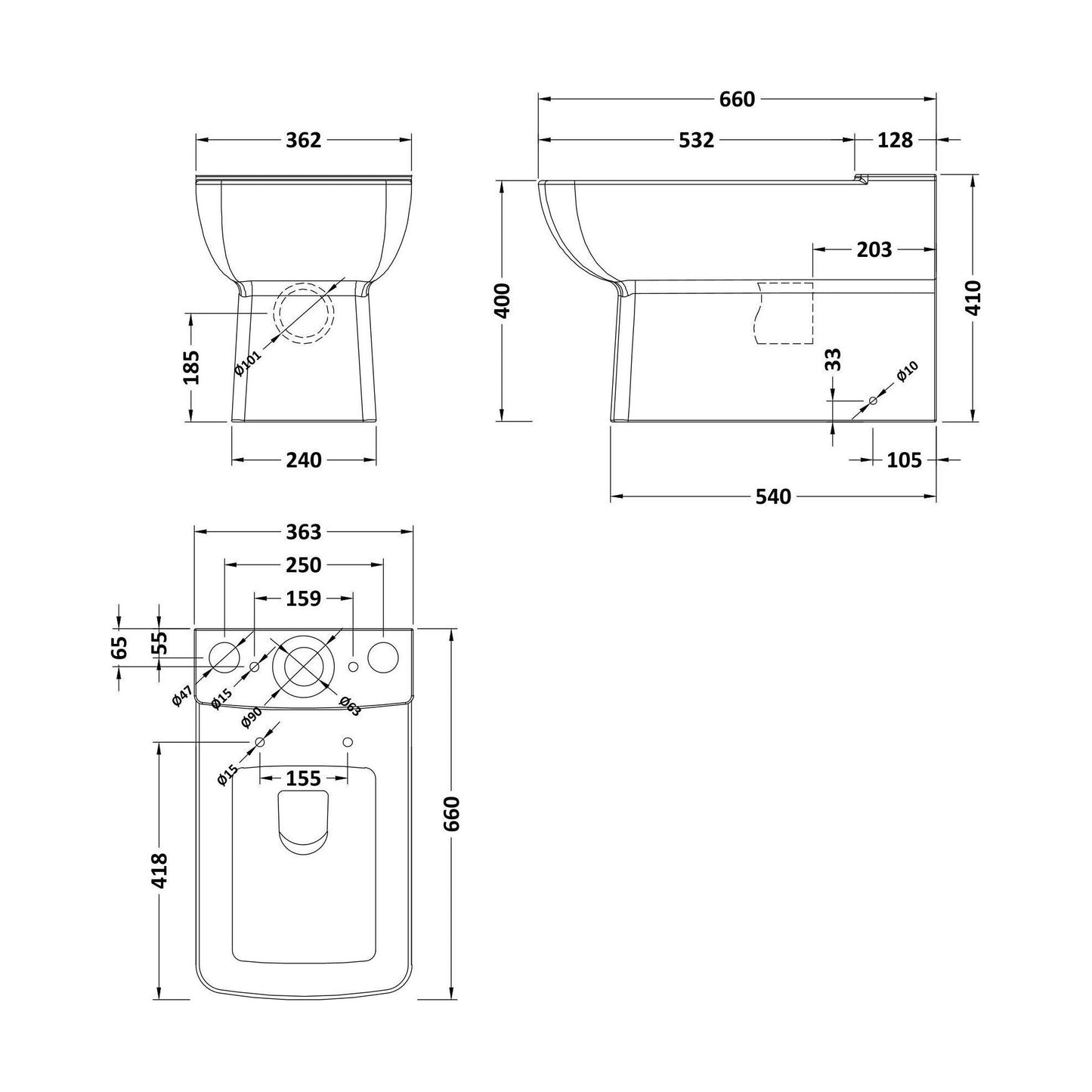 [BCETT03] Ettore Flush to Wall CC Pan - Technical Drawing