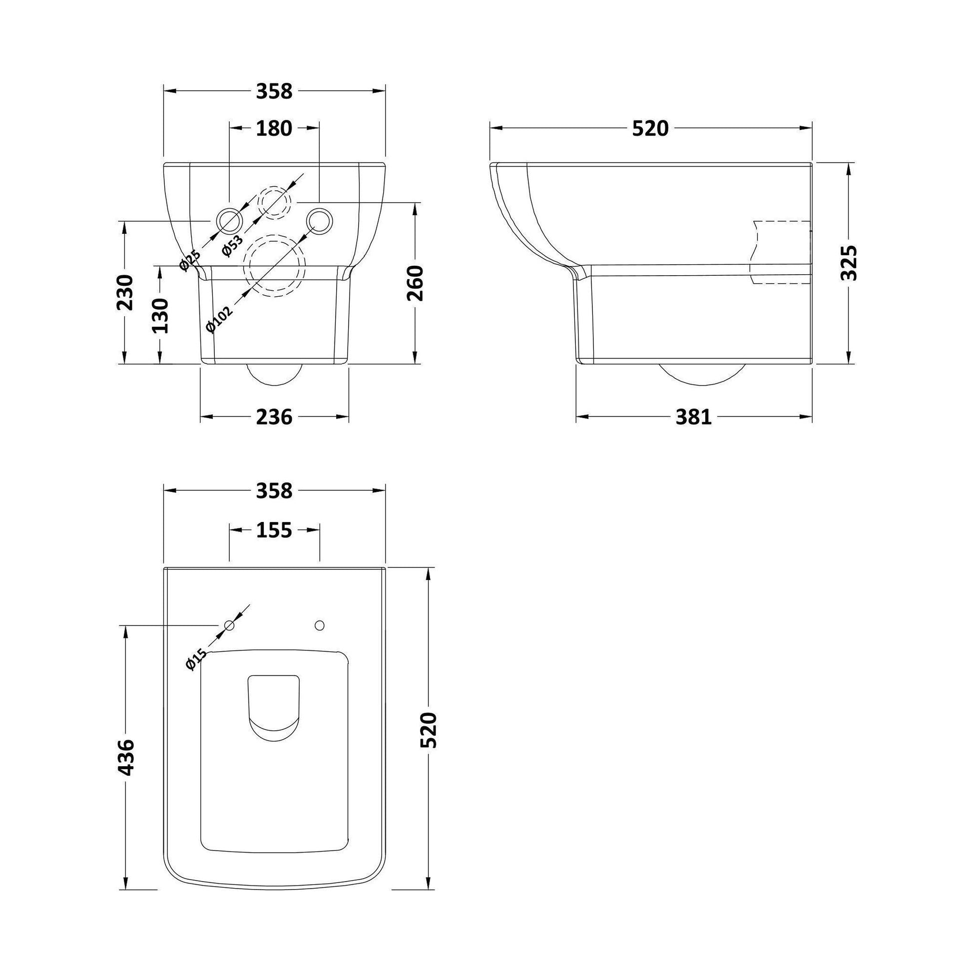 [BCETT05] Ettore Wall Hung Pan - Technical Drawing