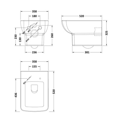 [BCETT05] Ettore Wall Hung Pan - Technical Drawing