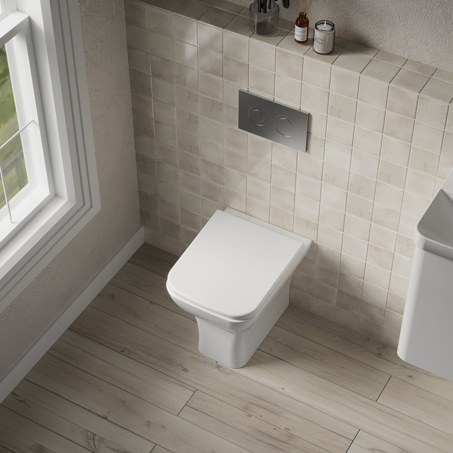 [BCFR406] Hilderstone Modern Back to Wall Toilet Pan with Soft Close Seat - Lifestyle 2