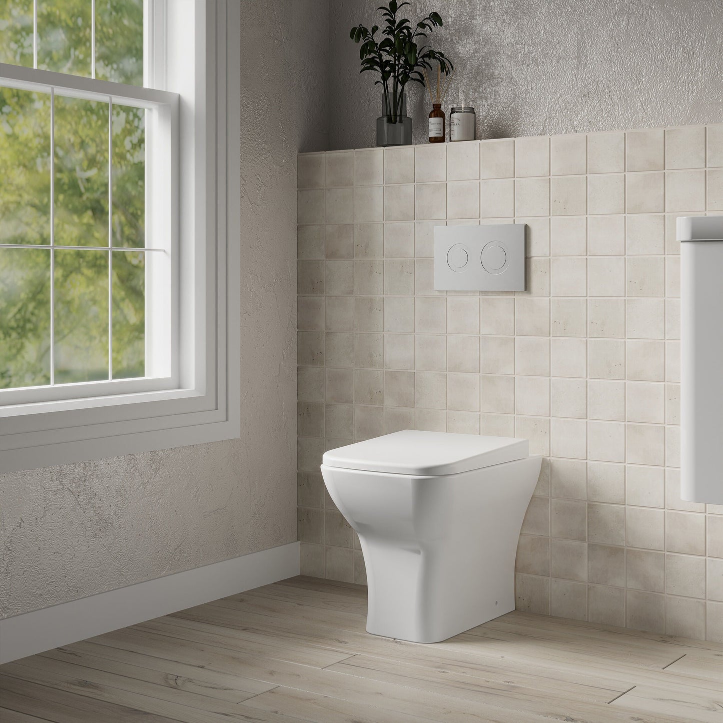 [BCFR406] Hilderstone Modern Back to Wall Toilet Pan with Soft Close Seat - Lifestyle 3