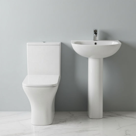[BCFR410] Balterley Hilderstone Ceramic Bathroom Suite - Toilet and Basin - Silo