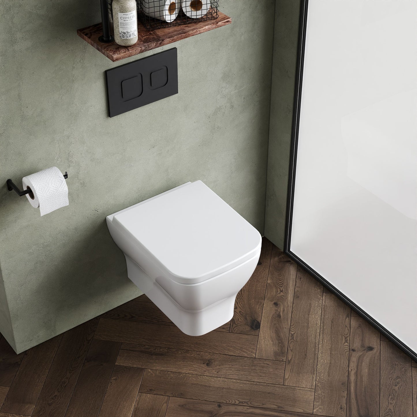 [BCFR441] Hilderstone Modern Wall Hung Toilet Pan with Soft Close Seat - Lifestyle 2
