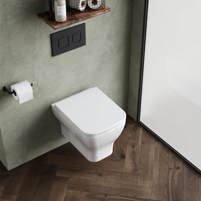 [BCFR441] Hilderstone Modern Wall Hung Toilet Pan with Soft Close Seat - Lifestyle 2