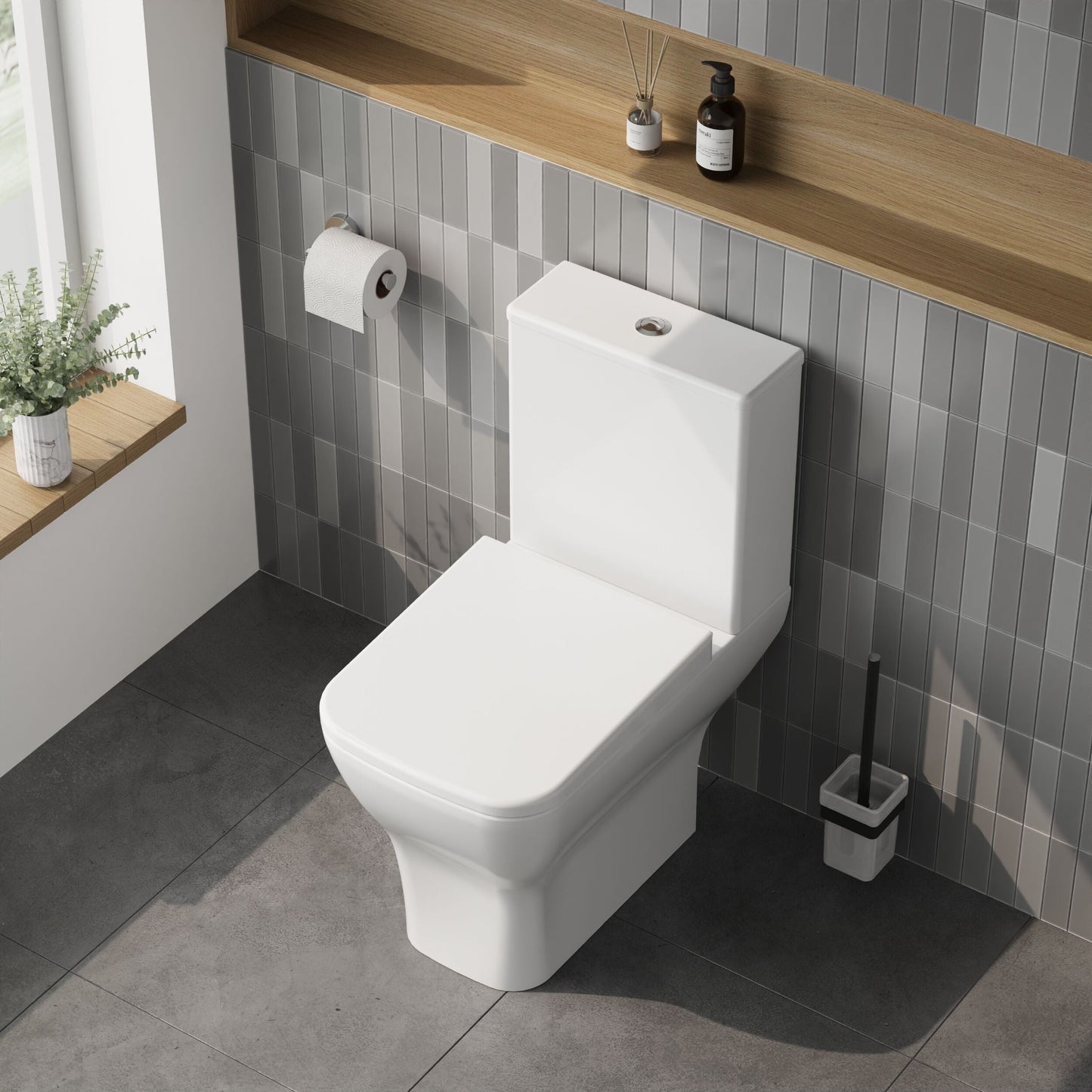 [BCFR450] Hilderstone Modern Close Coupled Toilet with Soft Close Seat - Lifestyle 2