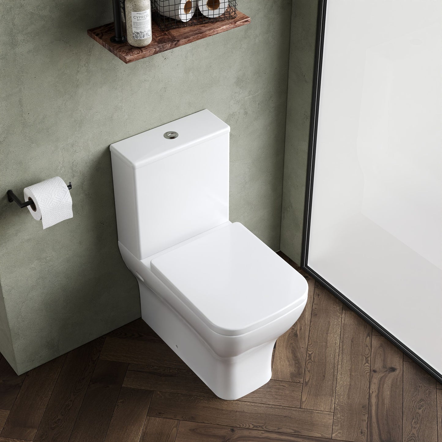 [BCFR451] Hilderstone Modern Rimless Flush to Wall Close Coupled Toilet and Soft Close Seat - Lifestyle 2
