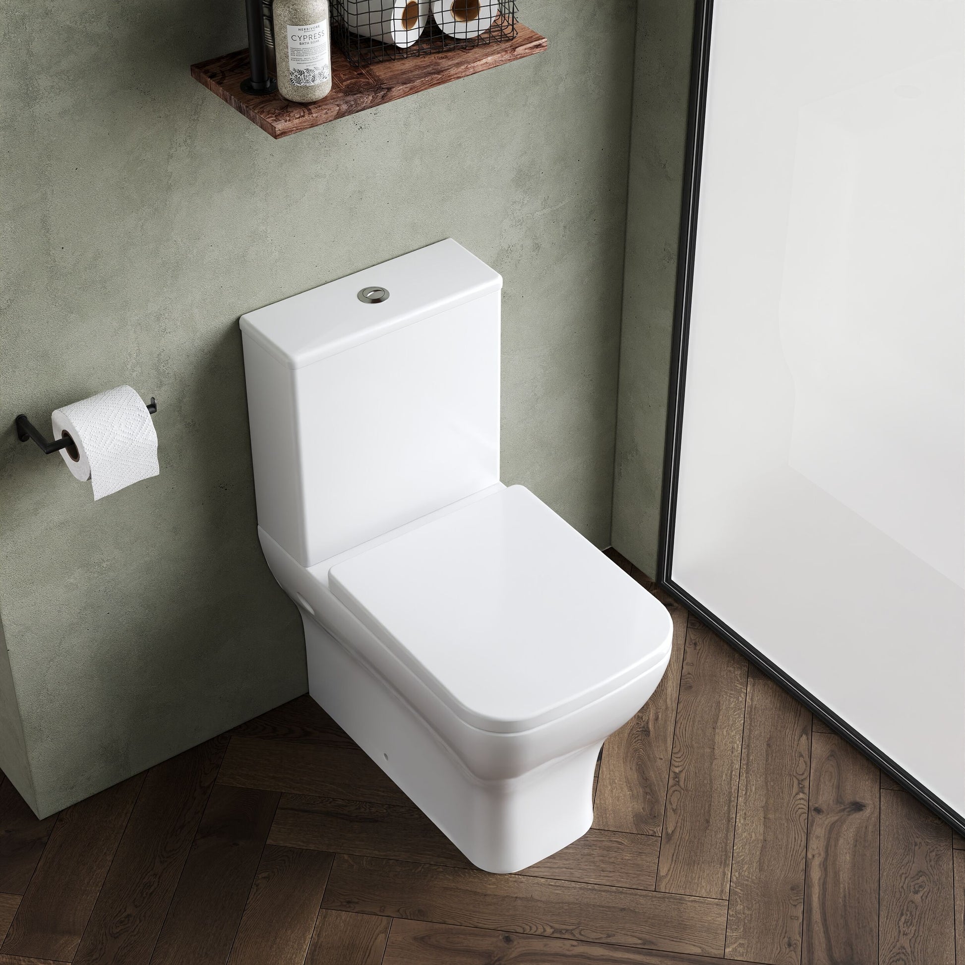 [BCFR451] Hilderstone Modern Rimless Flush to Wall Close Coupled Toilet and Soft Close Seat - Lifestyle 2