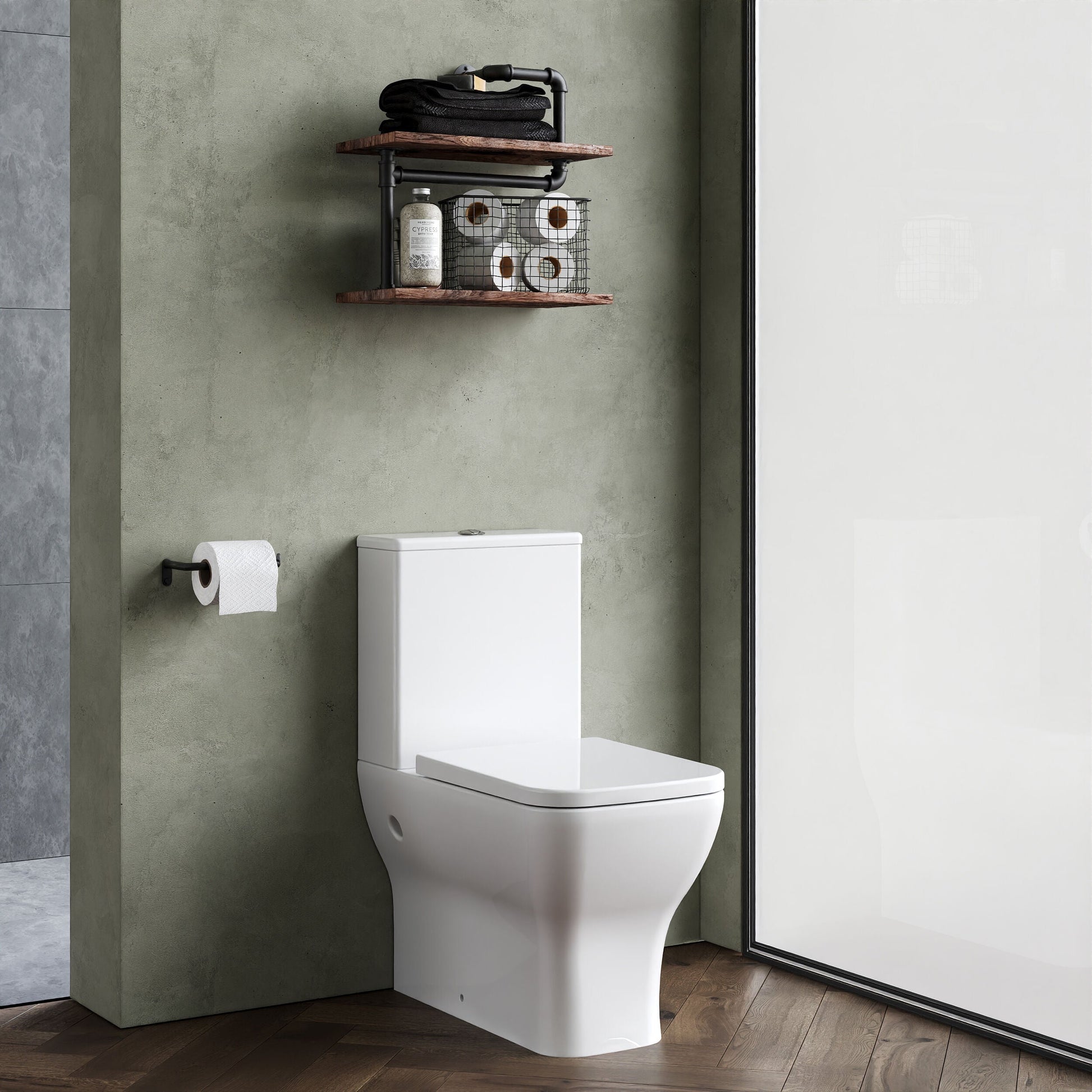 [BCFR451] Hilderstone Modern Rimless Flush to Wall Close Coupled Toilet and Soft Close Seat - Lifestyle 3