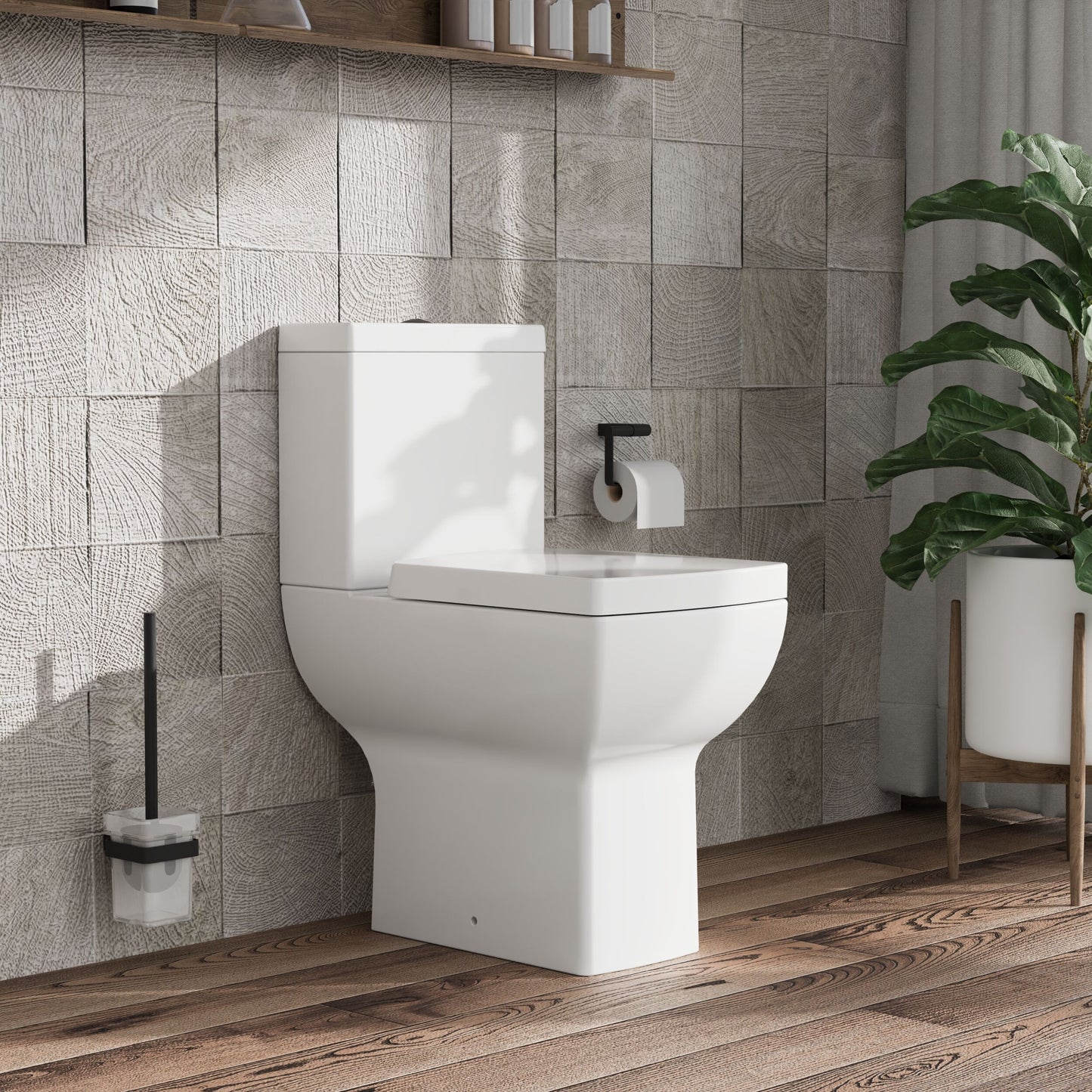 [BCFR491] Hilderstone Modern Comfort Height Close Coupled Toilet with Soft Close Seat - Lifestyle 2