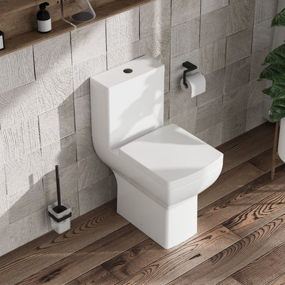 [BCFR491] Hilderstone Modern Comfort Height Close Coupled Toilet with Soft Close Seat - Lifestyle 3