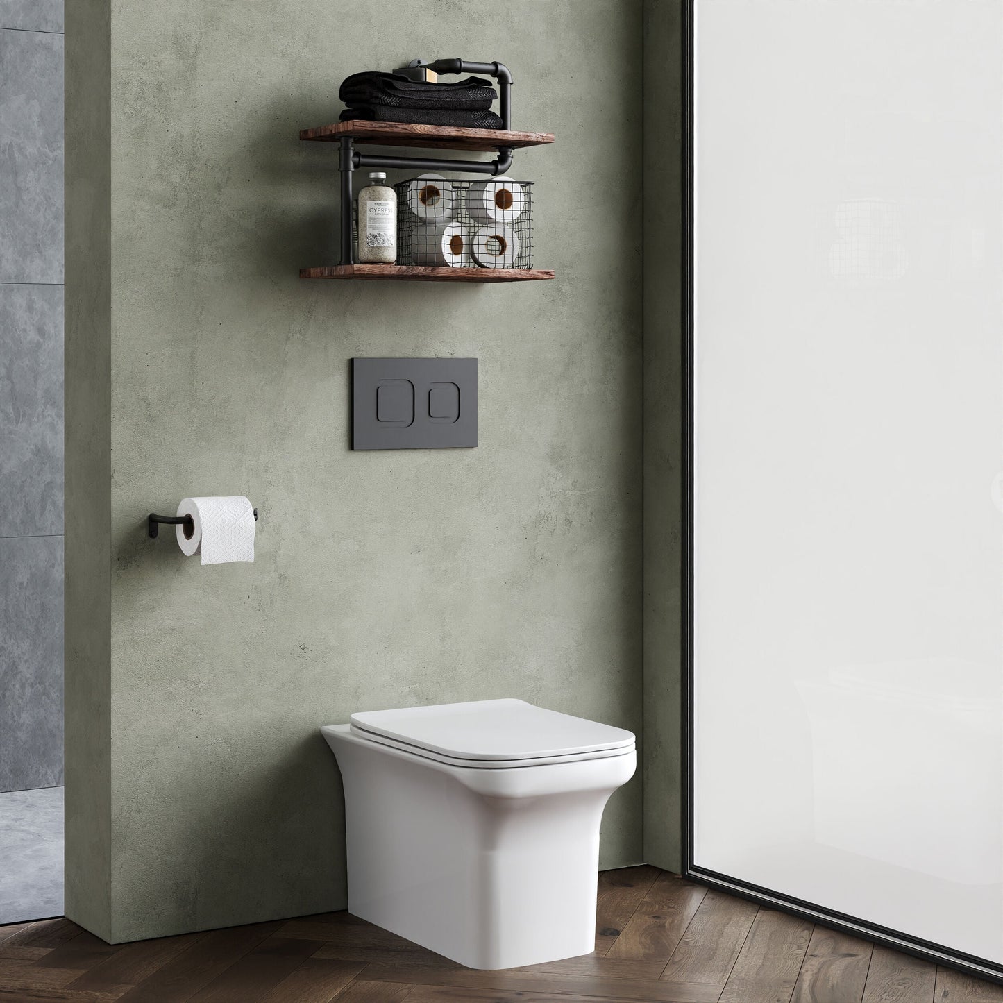 [BCFR506] Hilderstone Modern Back to Wall Toilet Pan with Soft Close Seat - Lifestyle 3